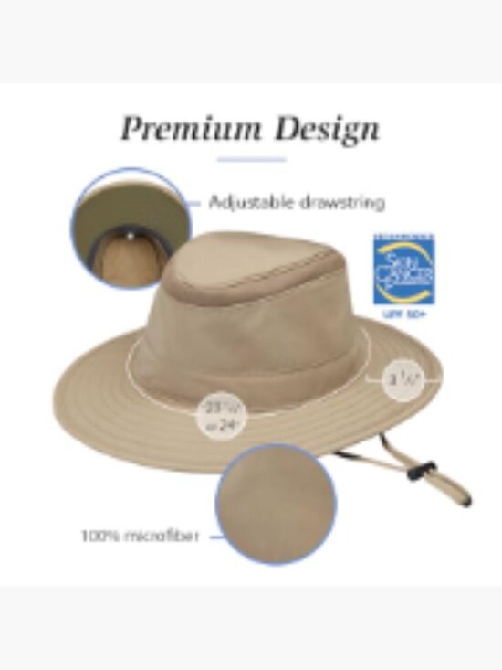 UPF 50+ Wide Brim Sun Hat, Packable, Adjustable Chin Strap display picture 1